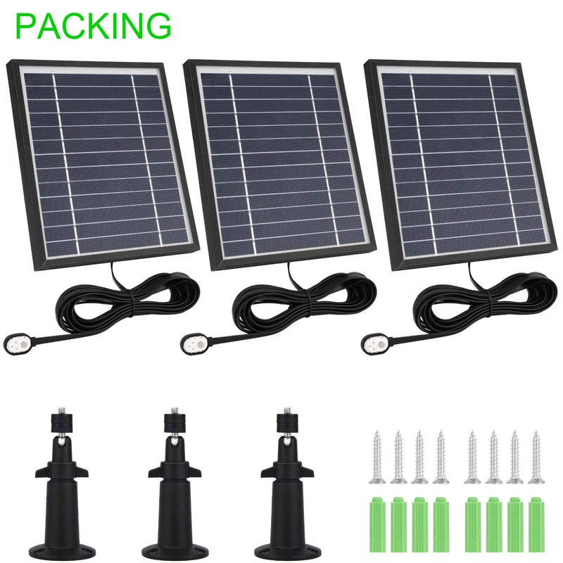 Uogw 3 Pack Solar Panel Charger for Arlo Ultra/Pro 4/5S 2K/Go 2, with 11.5ft Waterproof Magnetic Charging Cable, Adjustable Mount - Black - Image 5